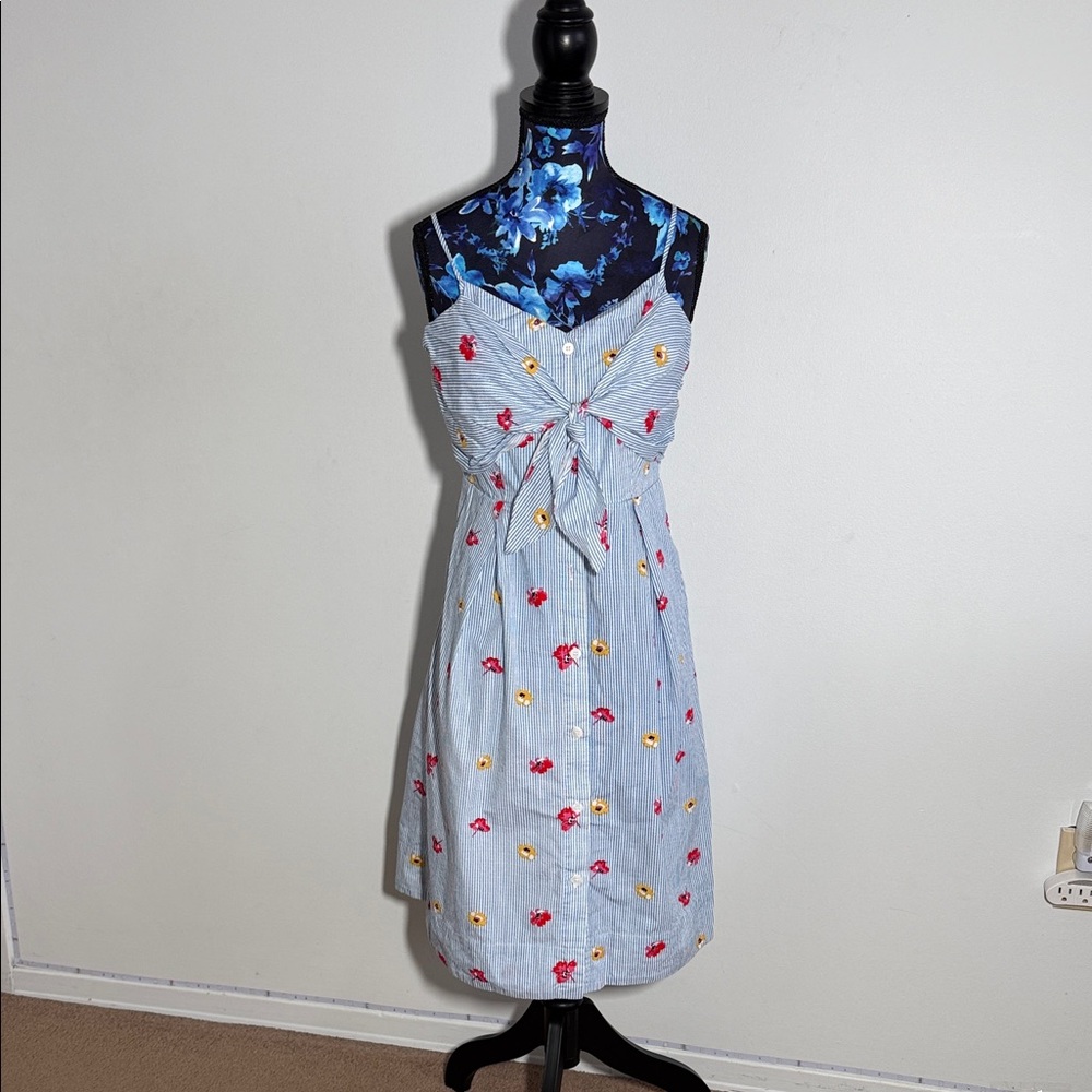 RW&CO. Striped Midi Dress with Floral Accents